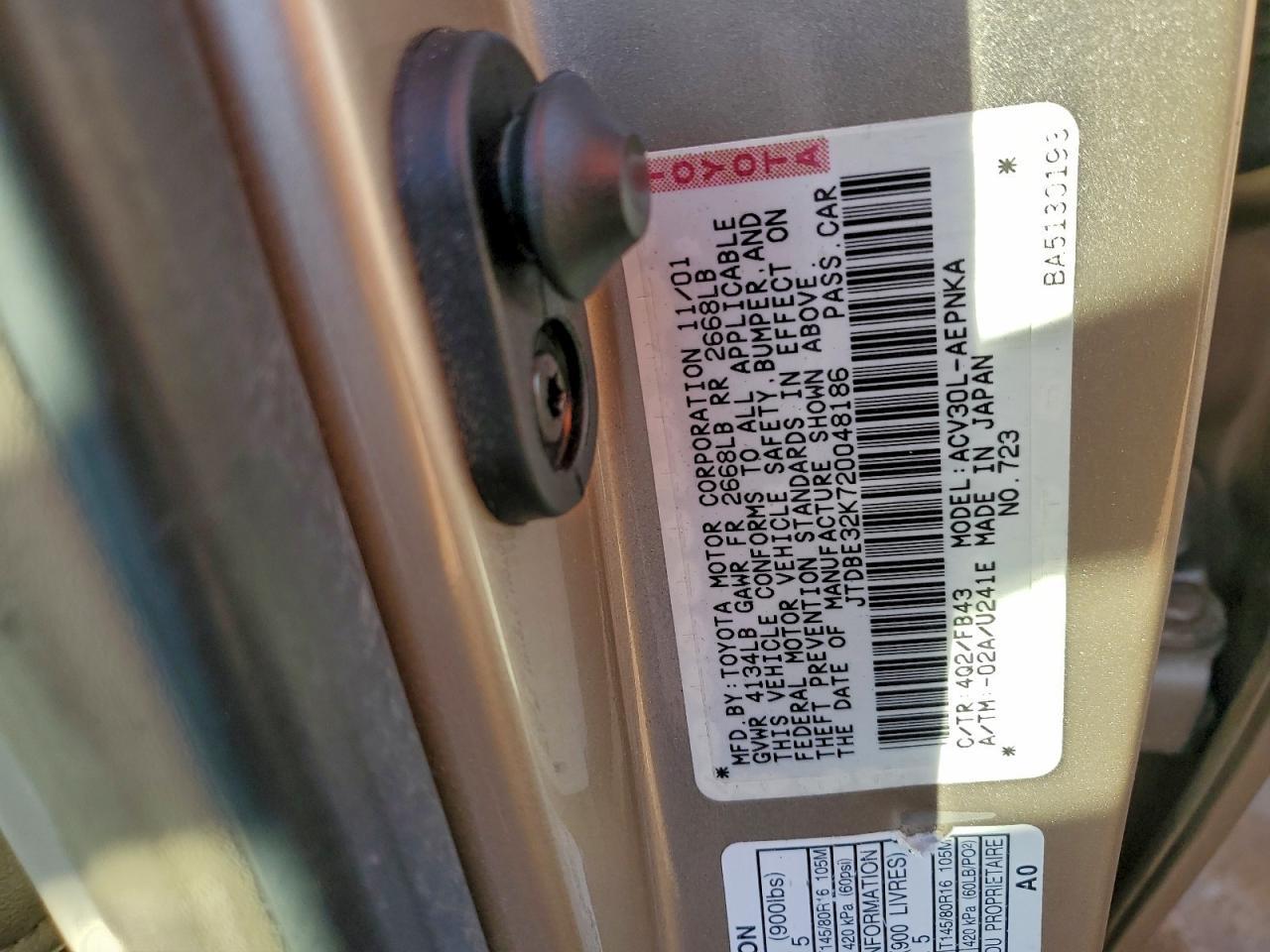 2002 TOYOTA CAMRY