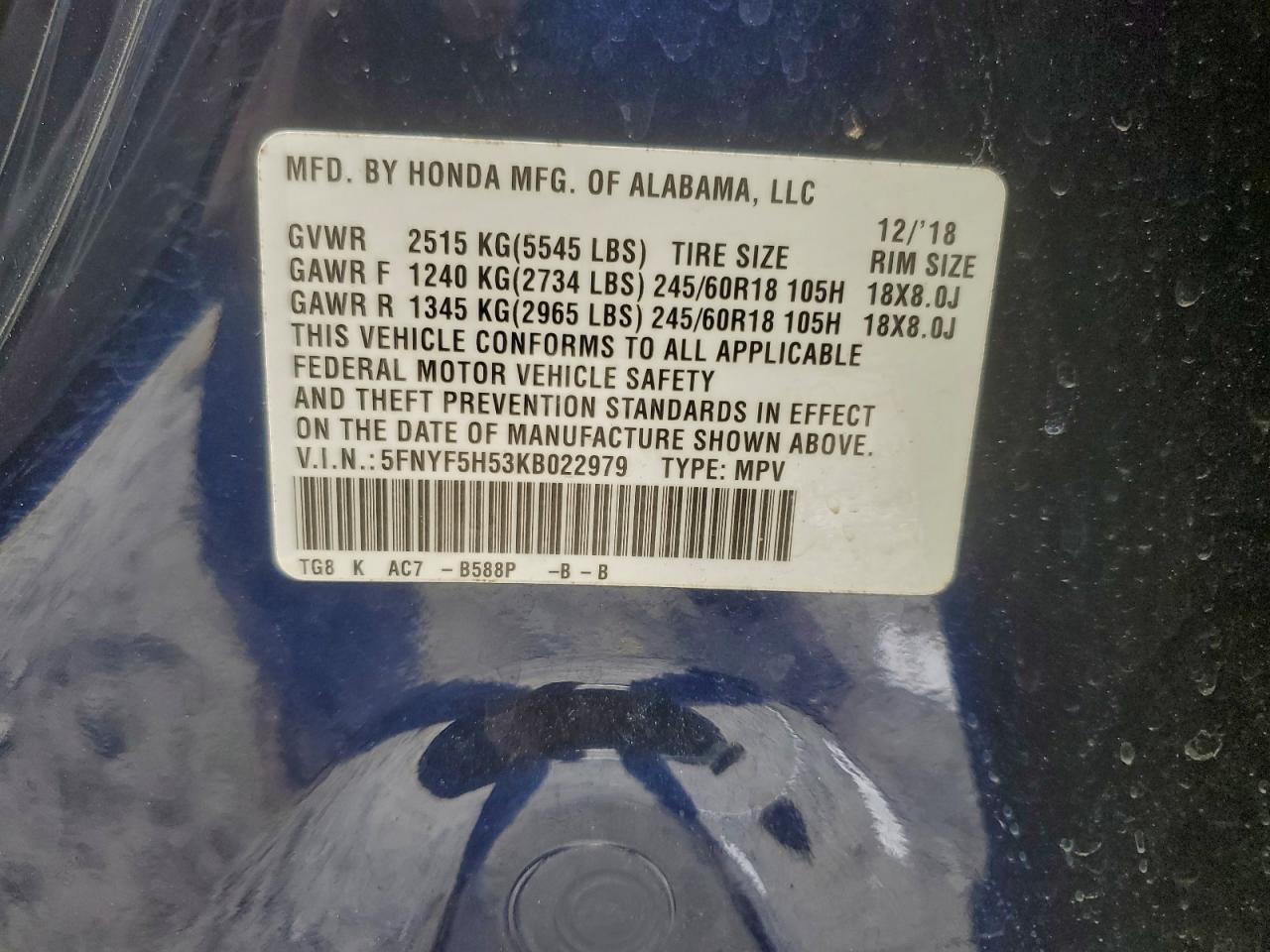 2019 HONDA PILOT