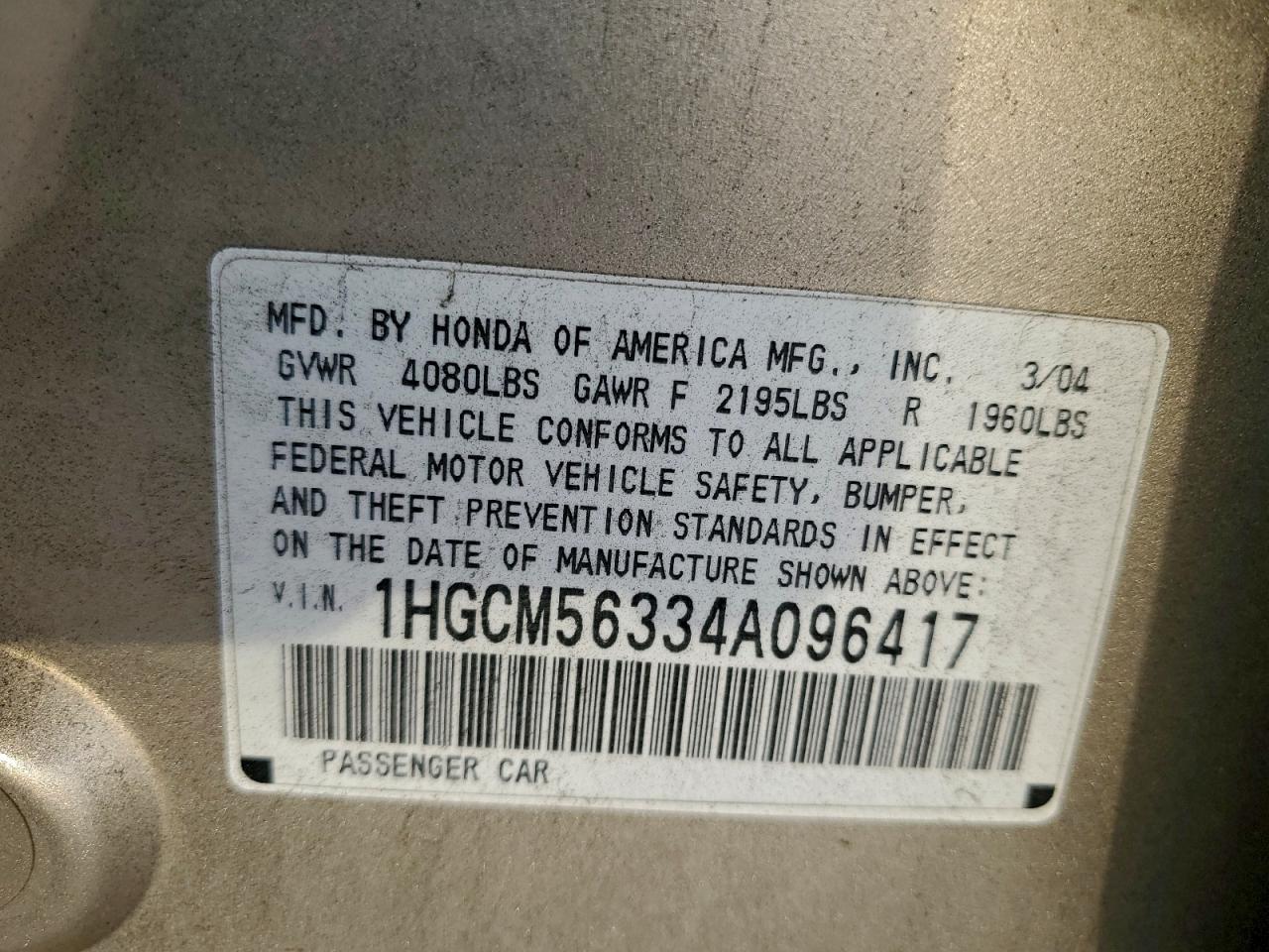 2004 HONDA ACCORD