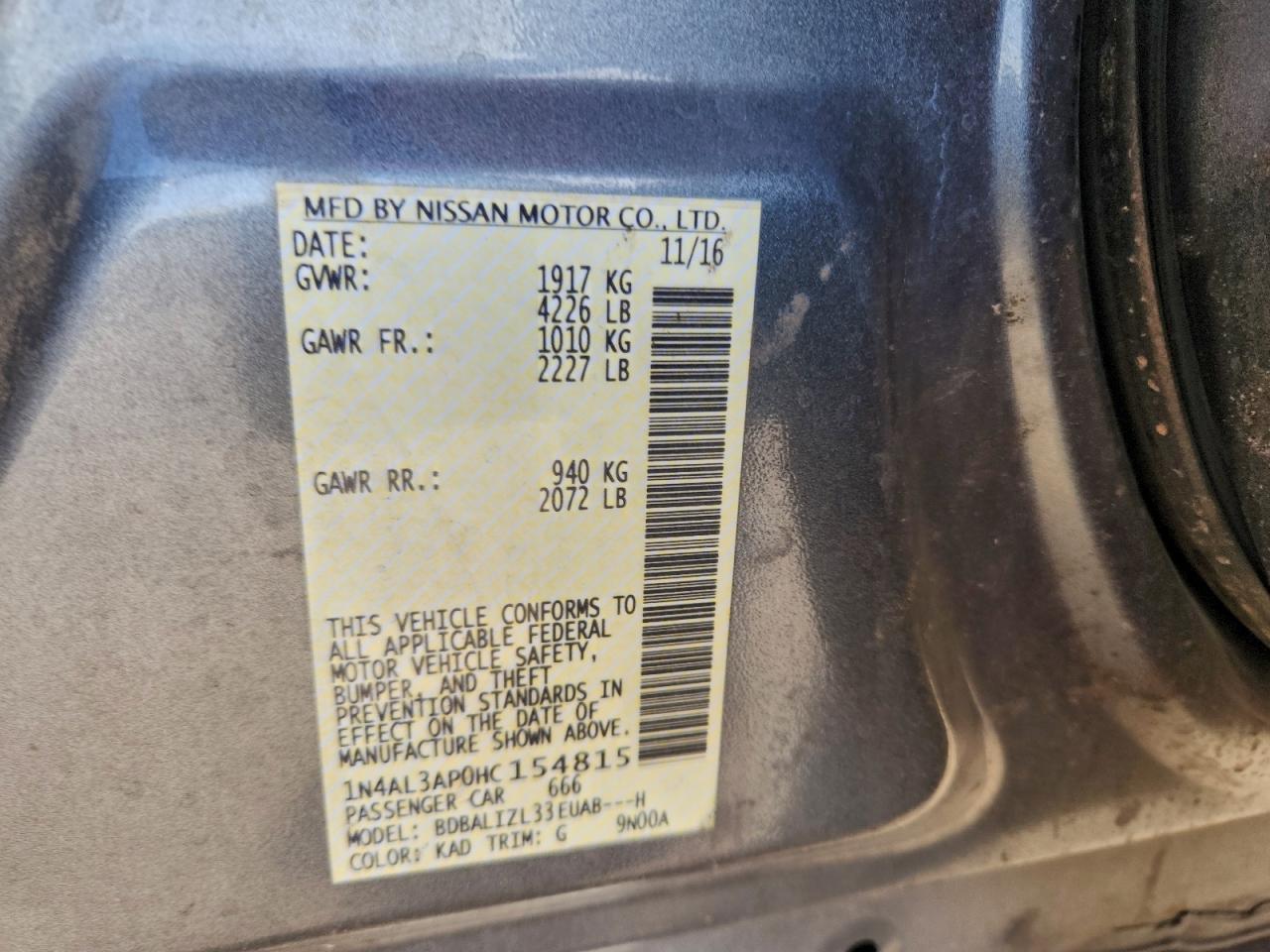 2017 NISSAN ALTIMA