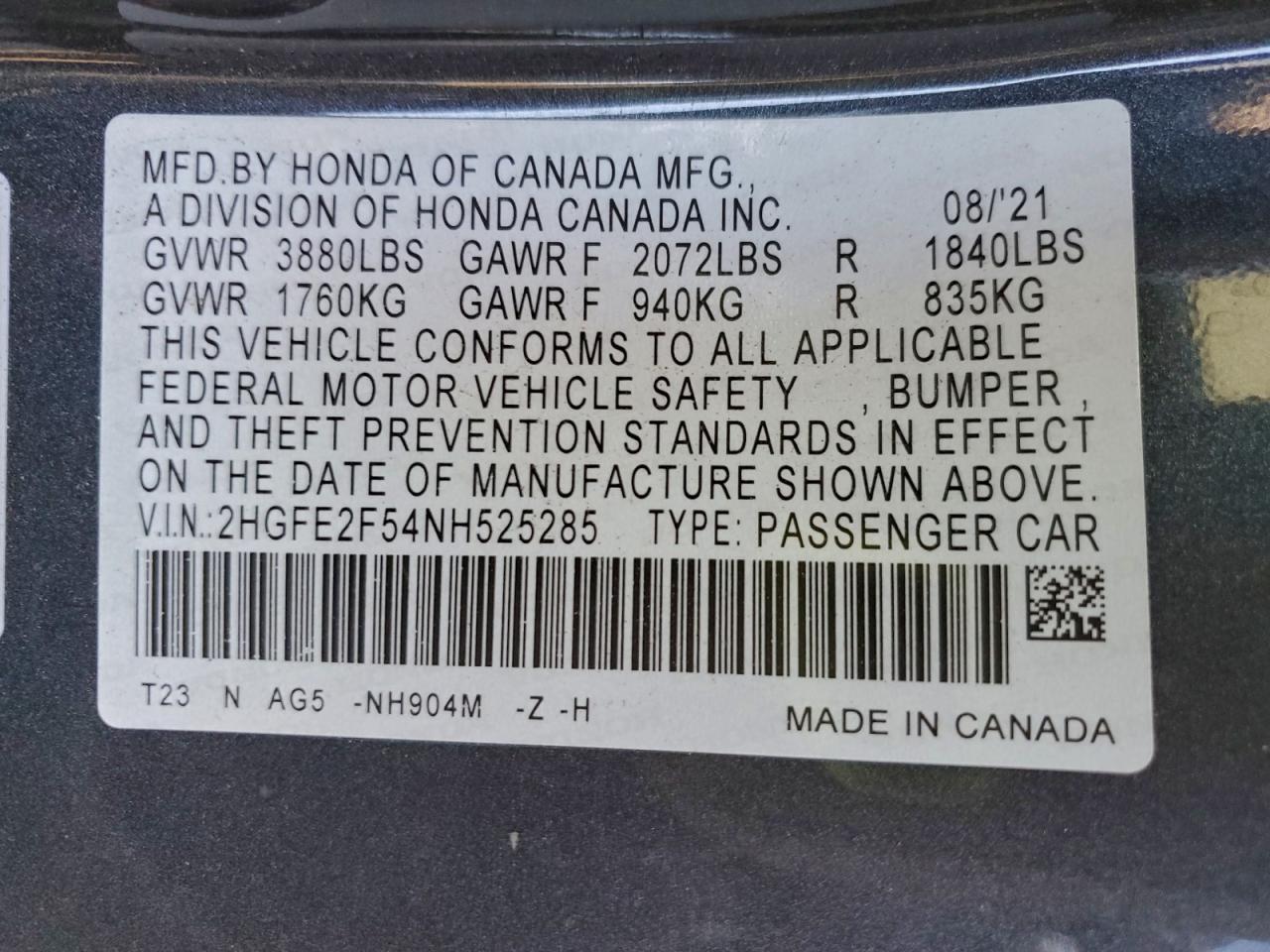 2022 HONDA CIVIC