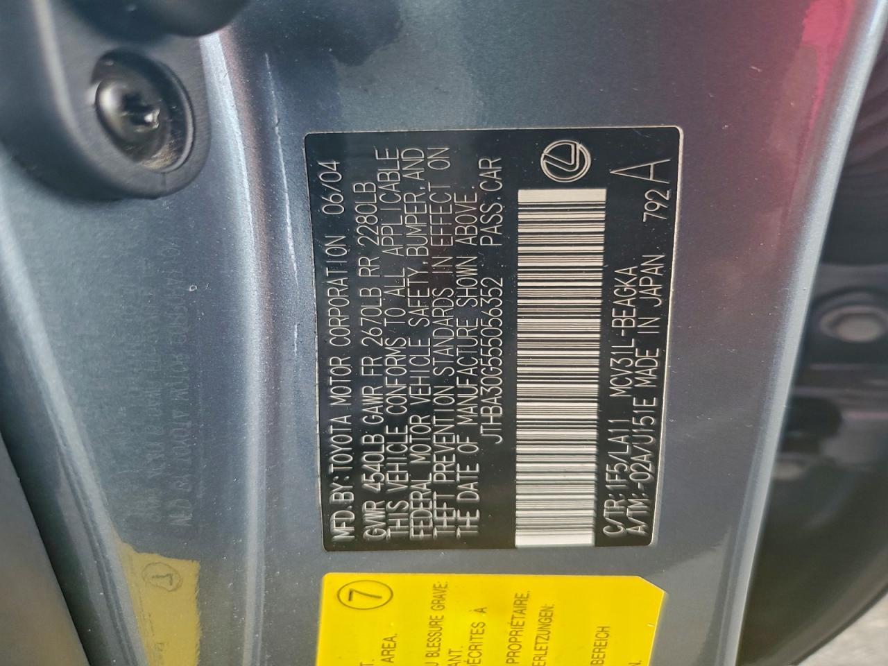 2005 LEXUS ES 330