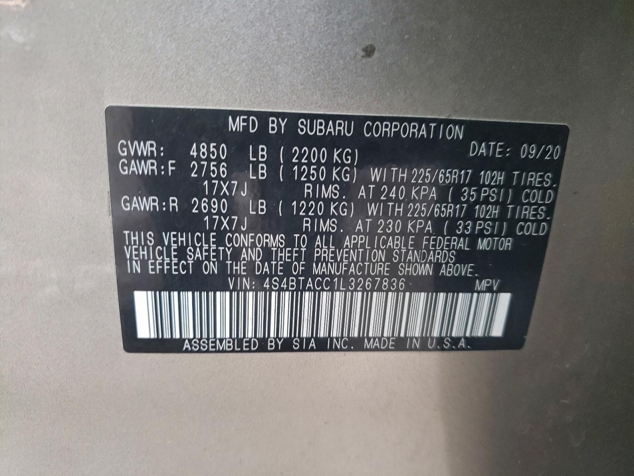 2020 SUBARU Outback