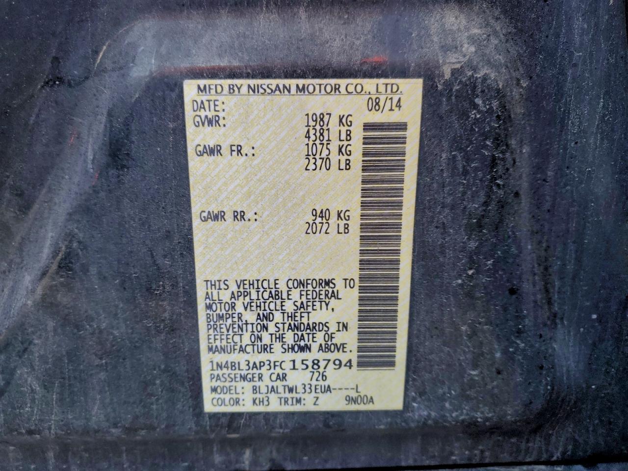 2015 NISSAN ALTIMA