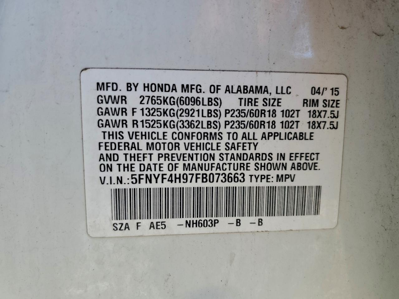2015 HONDA PILOT