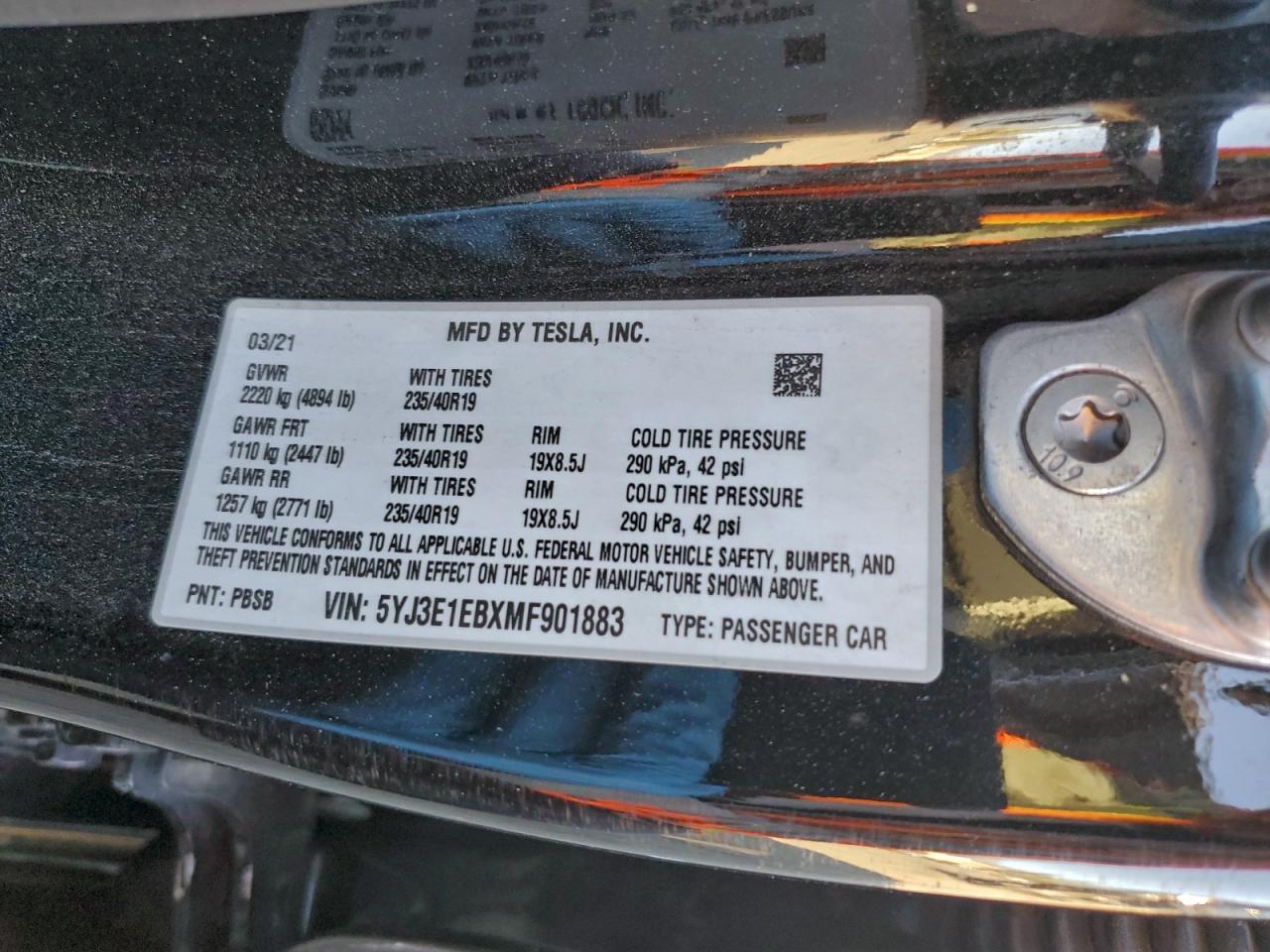 2021 TESLA MODEL 3