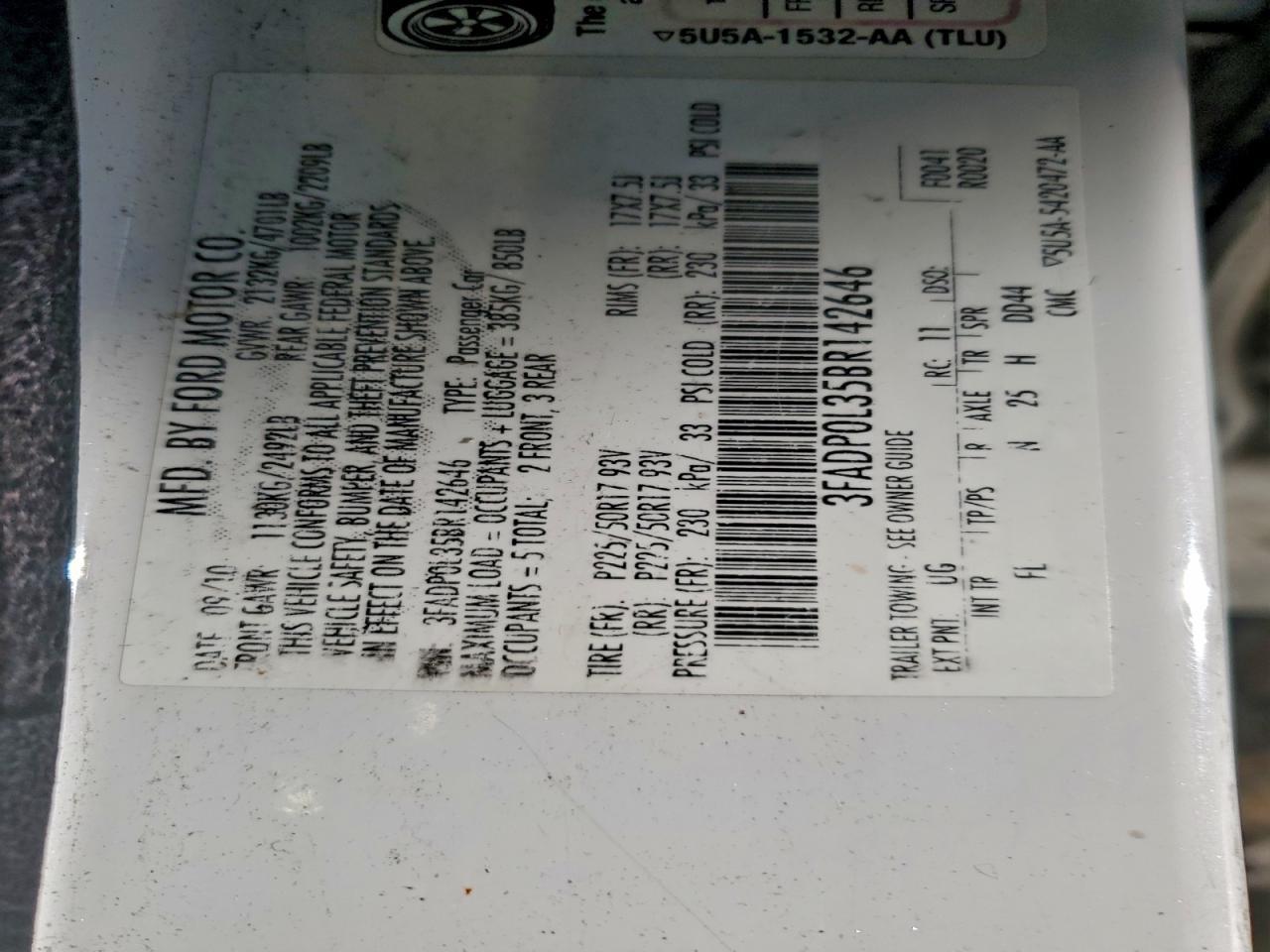 2011 FORD FUSION