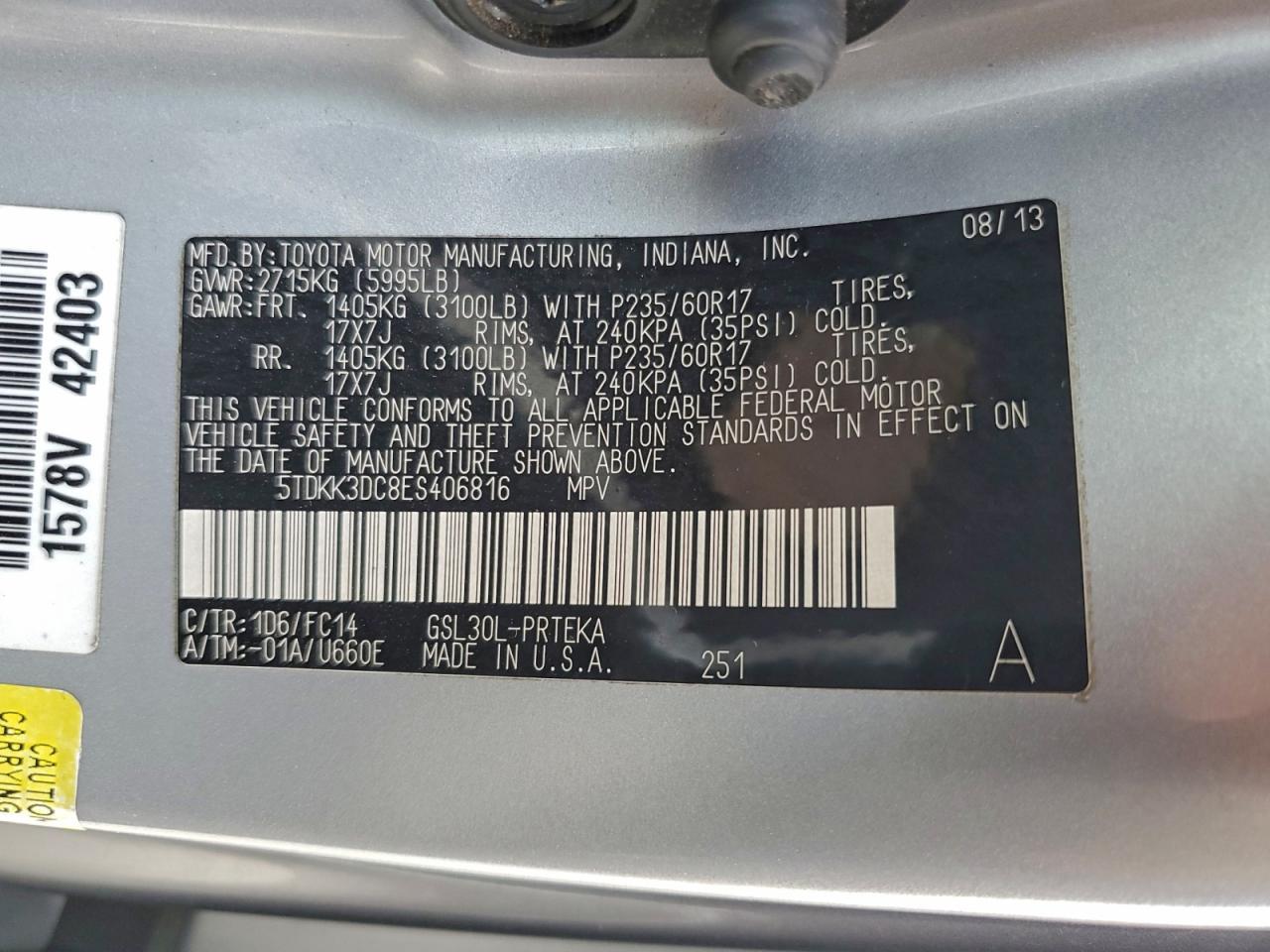 2014 TOYOTA SIENNA