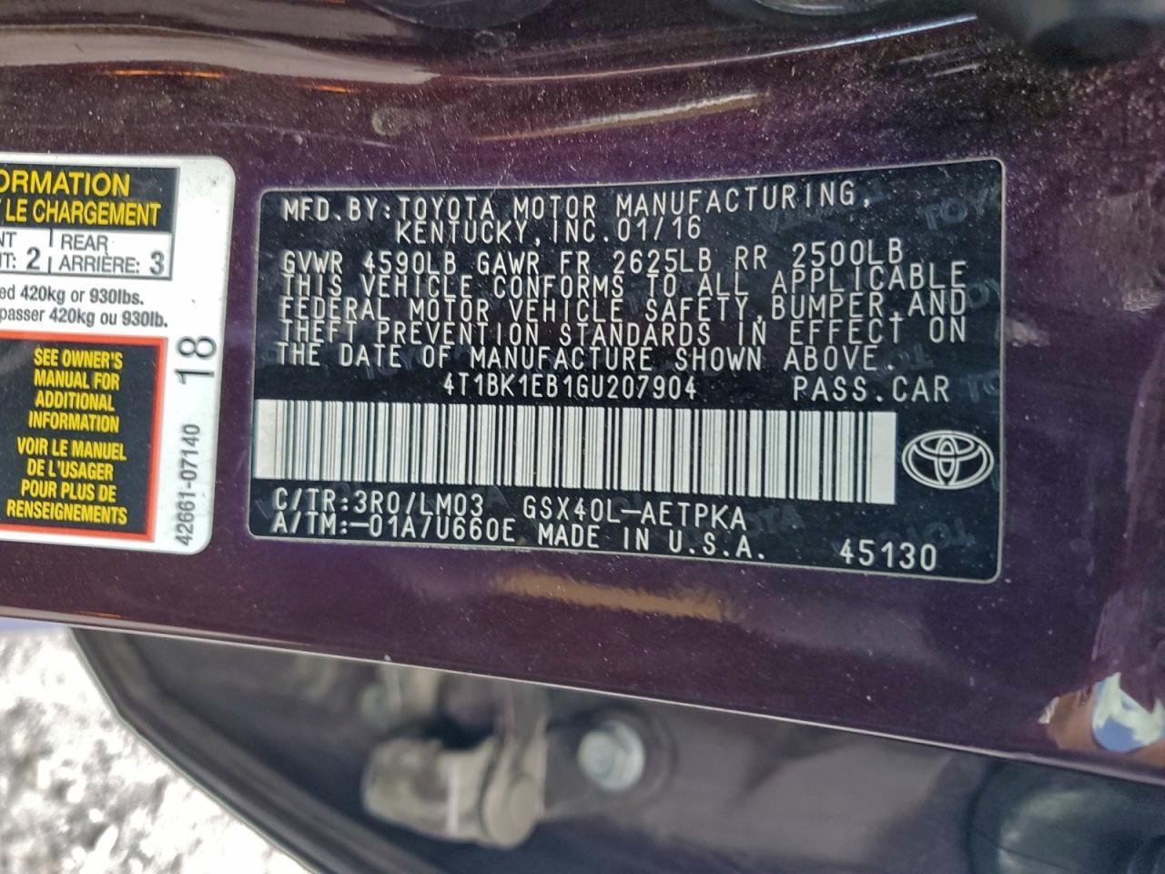 2016 TOYOTA Avalon