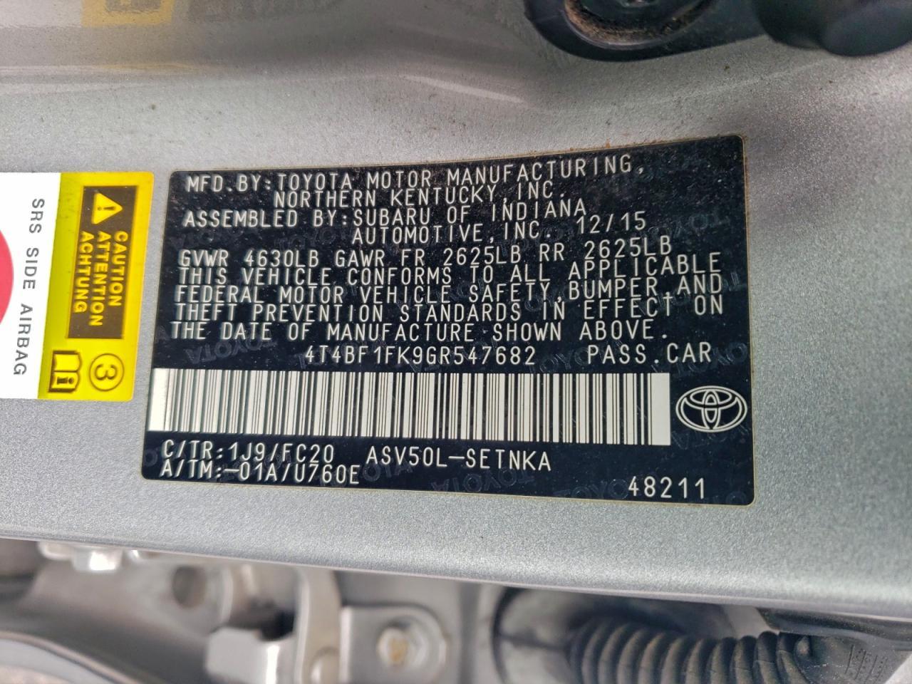 2016 TOYOTA CAMRY