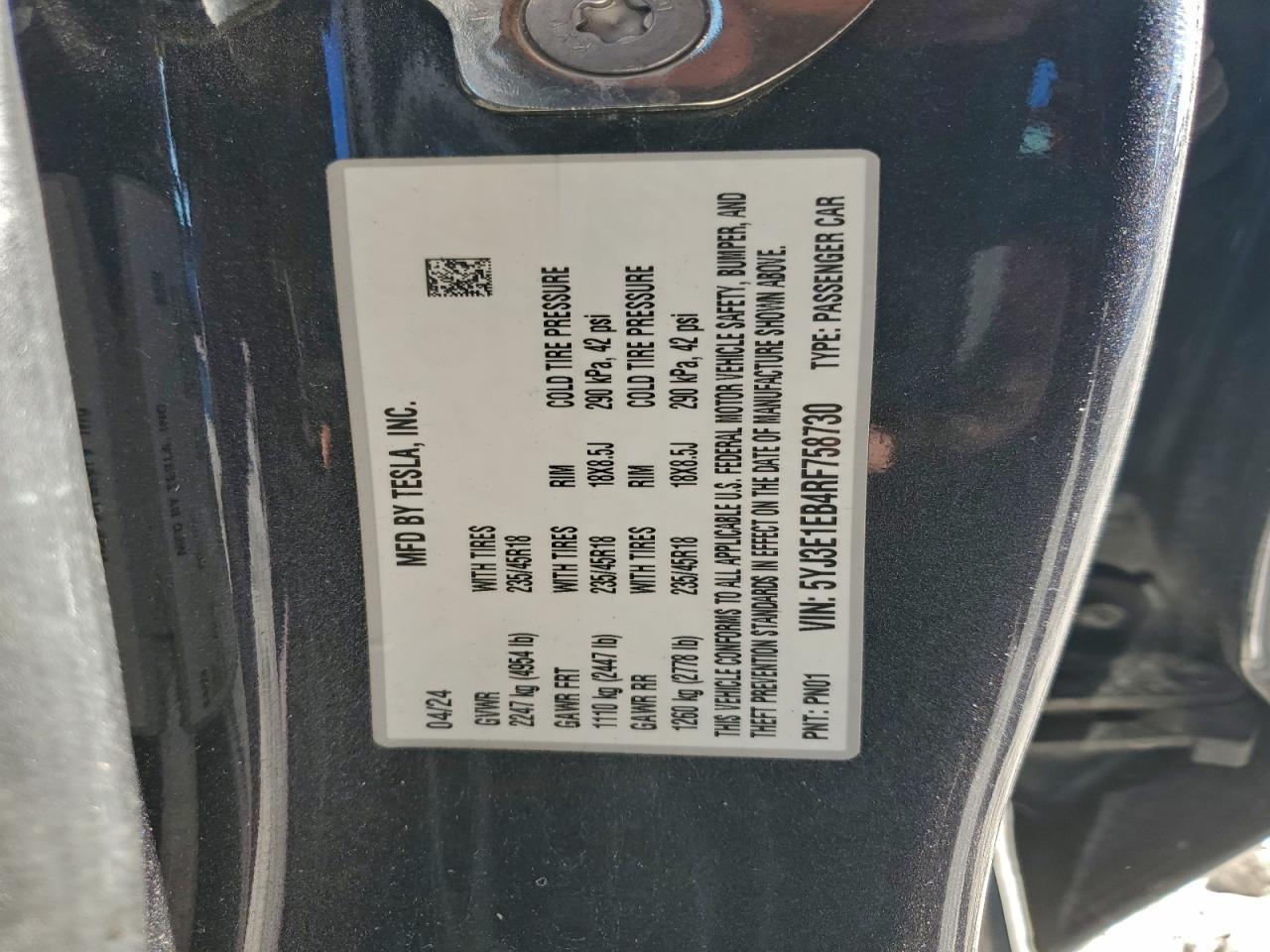 2024 TESLA MODEL 3