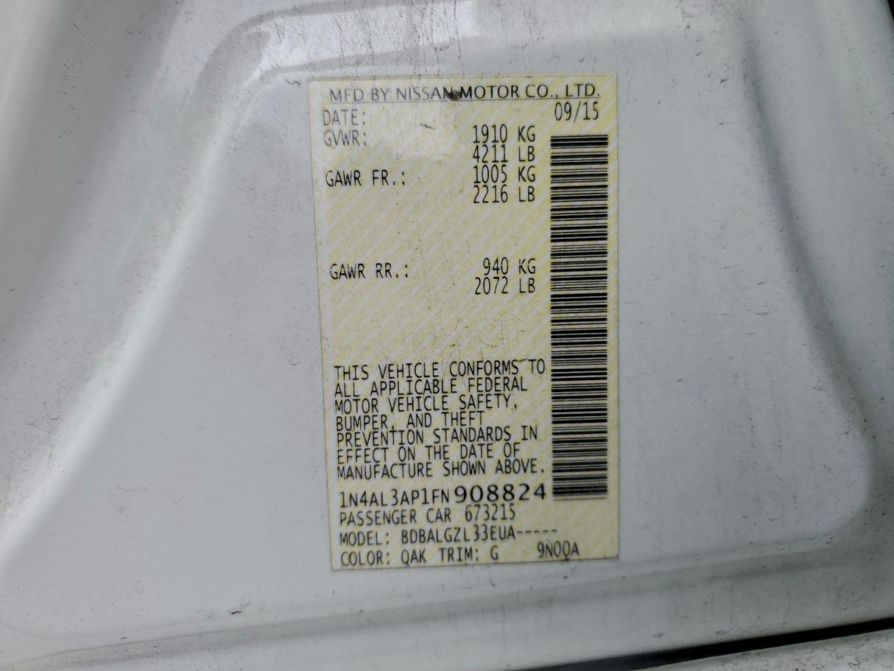 2015 NISSAN ALTIMA