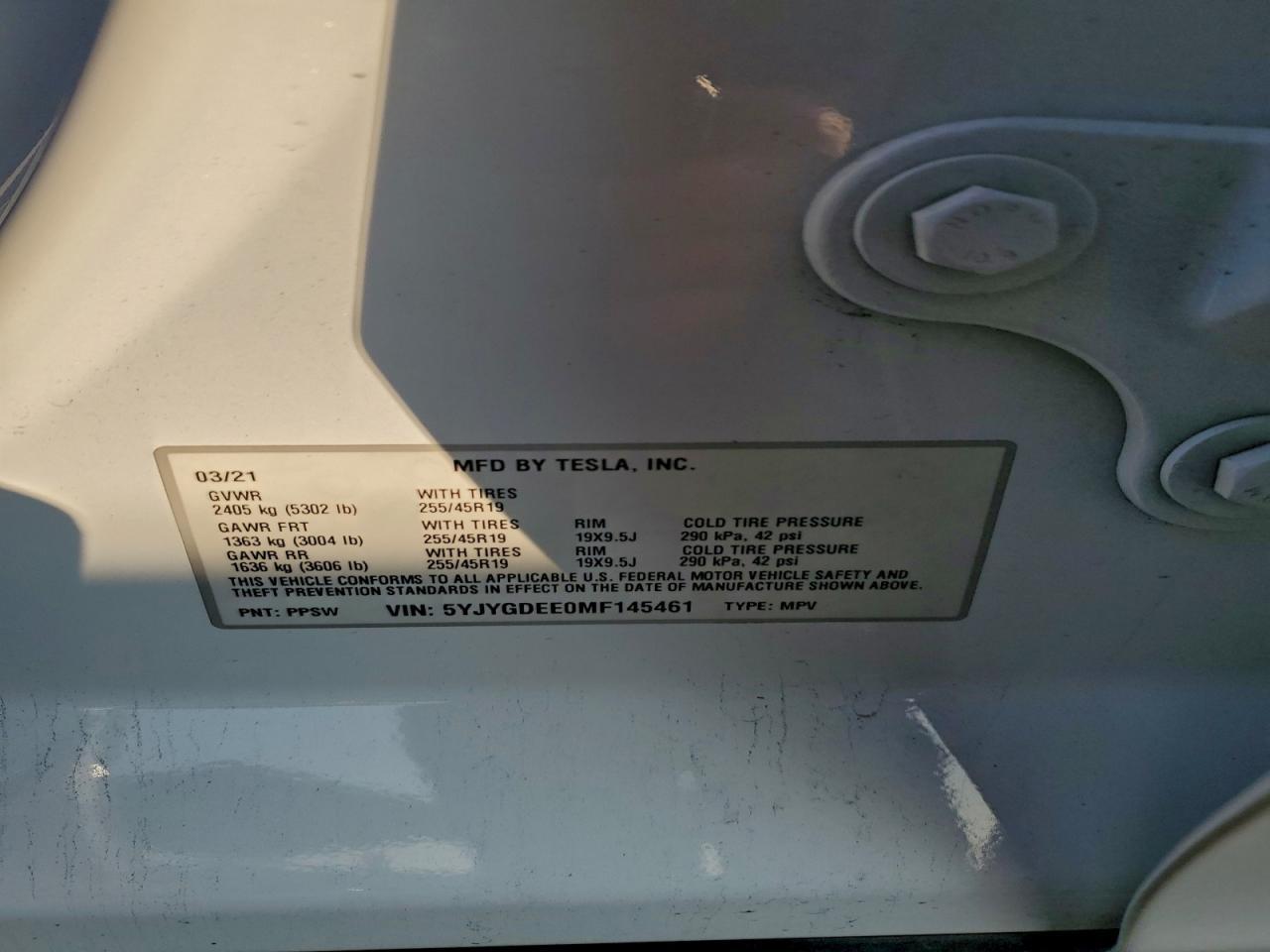 2021 TESLA MODEL Y
