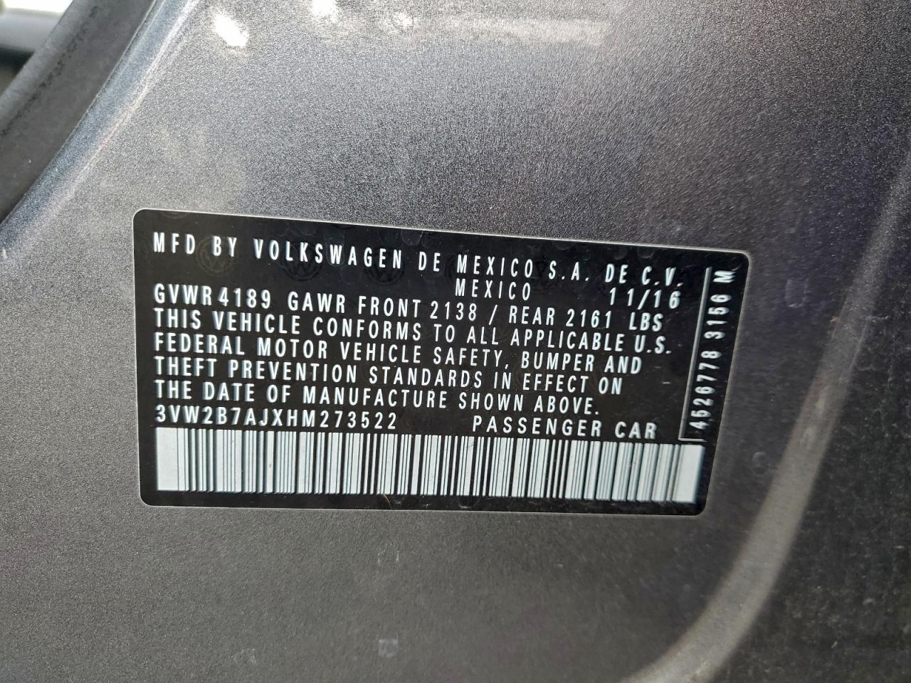 2017 VOLKSWAGEN JETTA