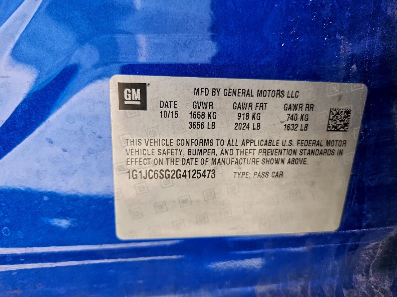 2016 CHEVROLET SONIC
