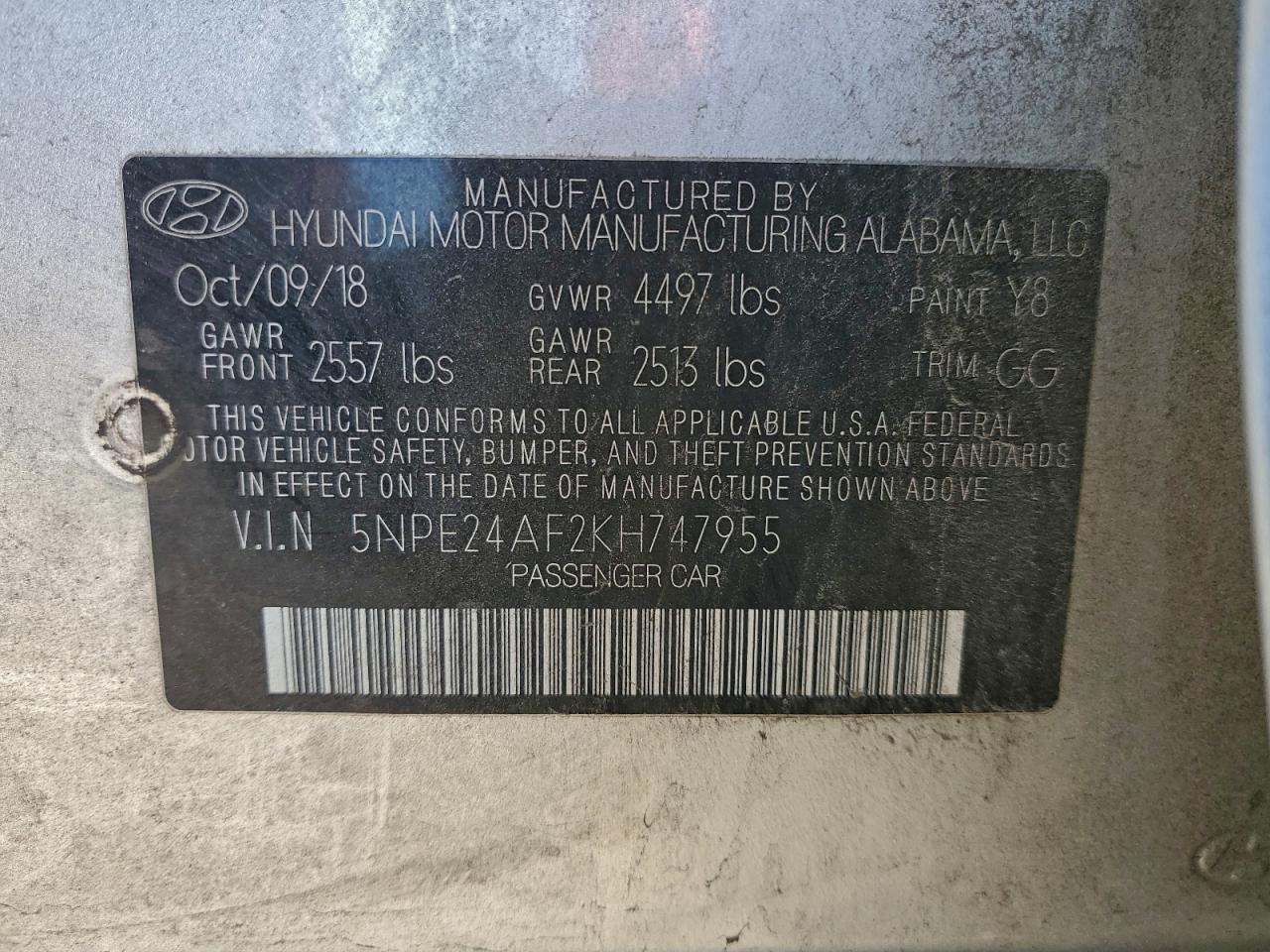 2019 HYUNDAI SONATA