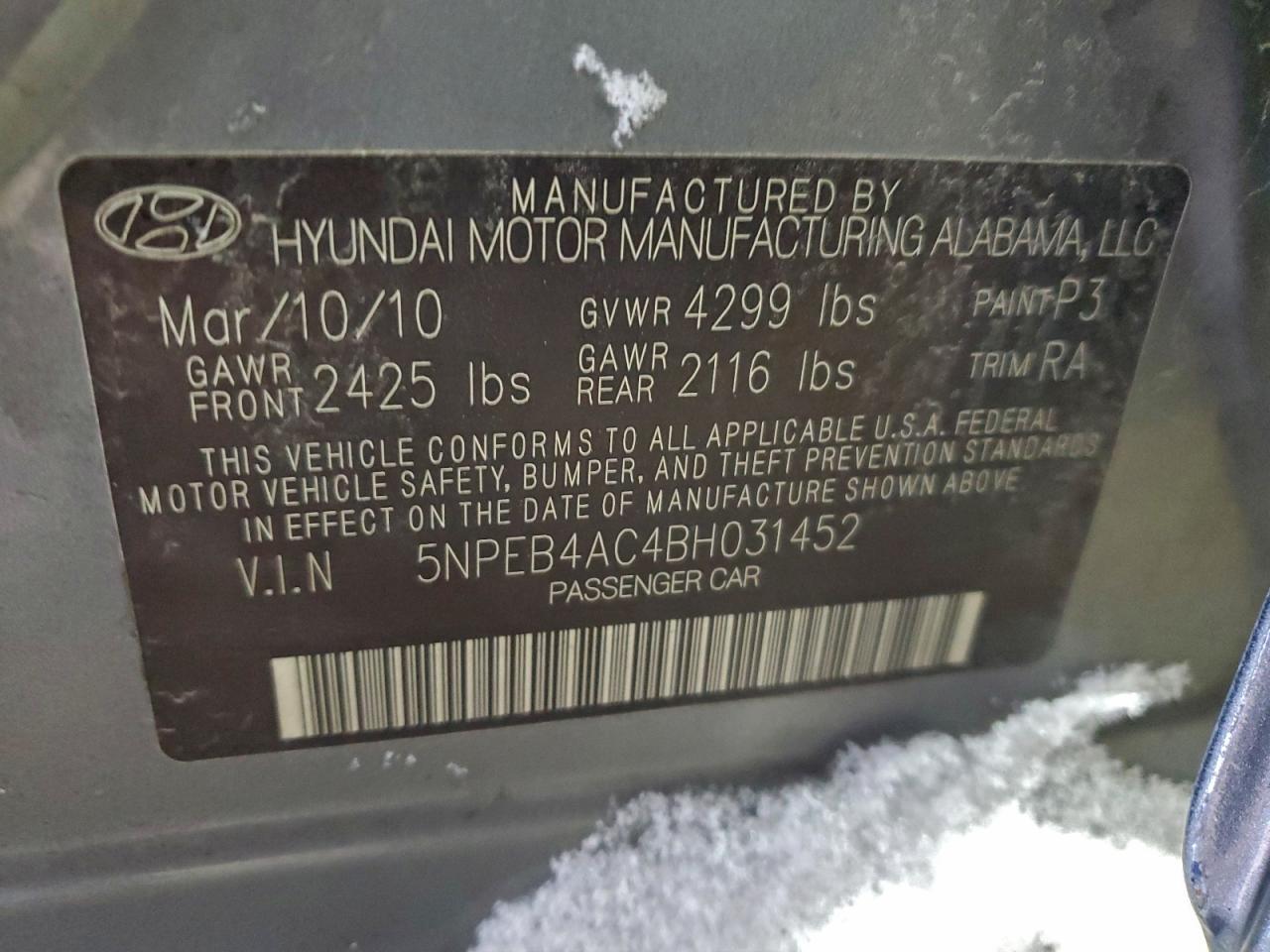 2011 HYUNDAI SONATA
