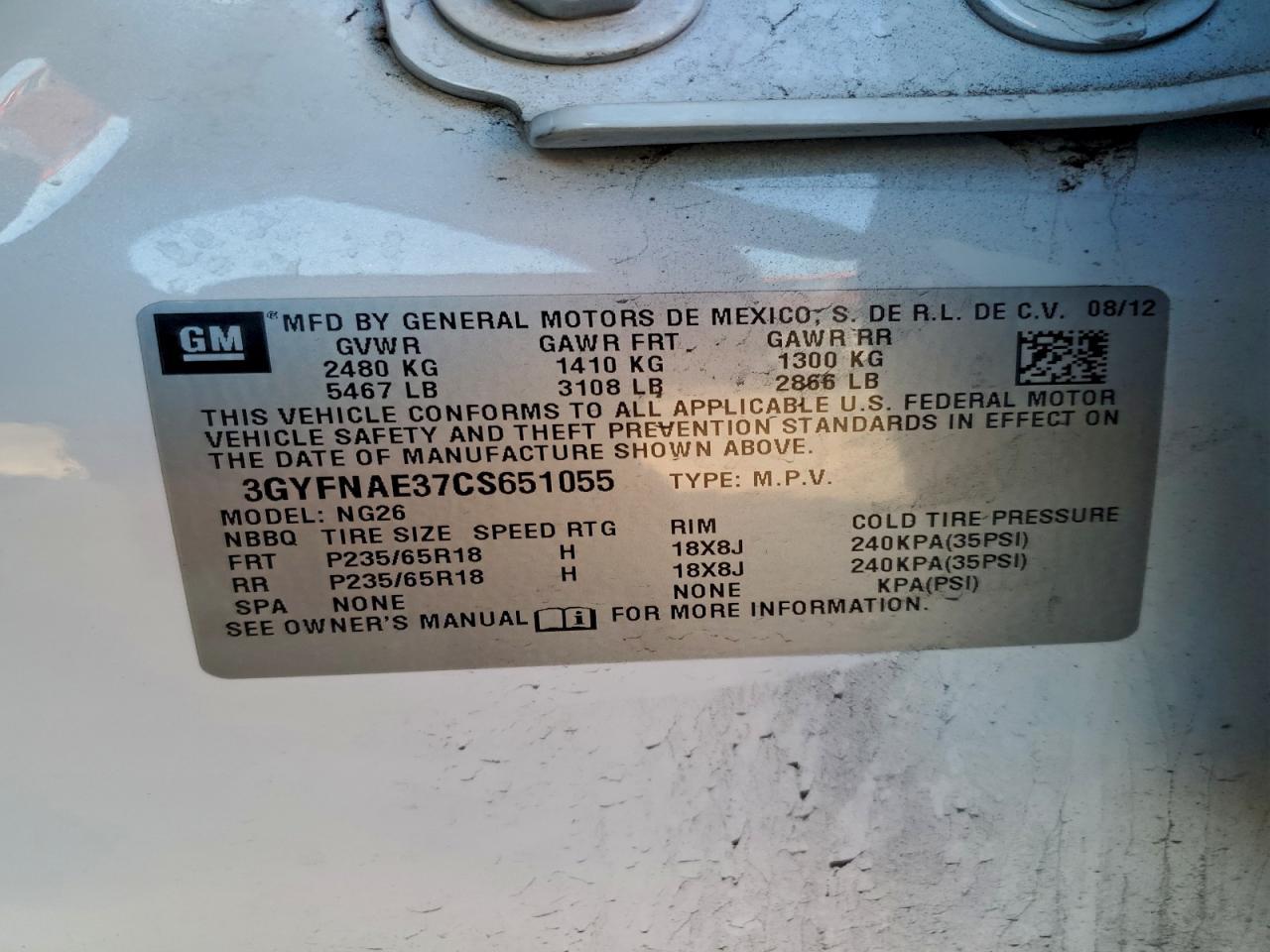 2012 CADILLAC SRX