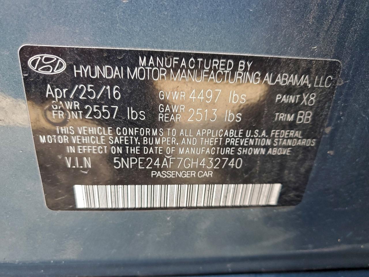 2016 HYUNDAI SONATA