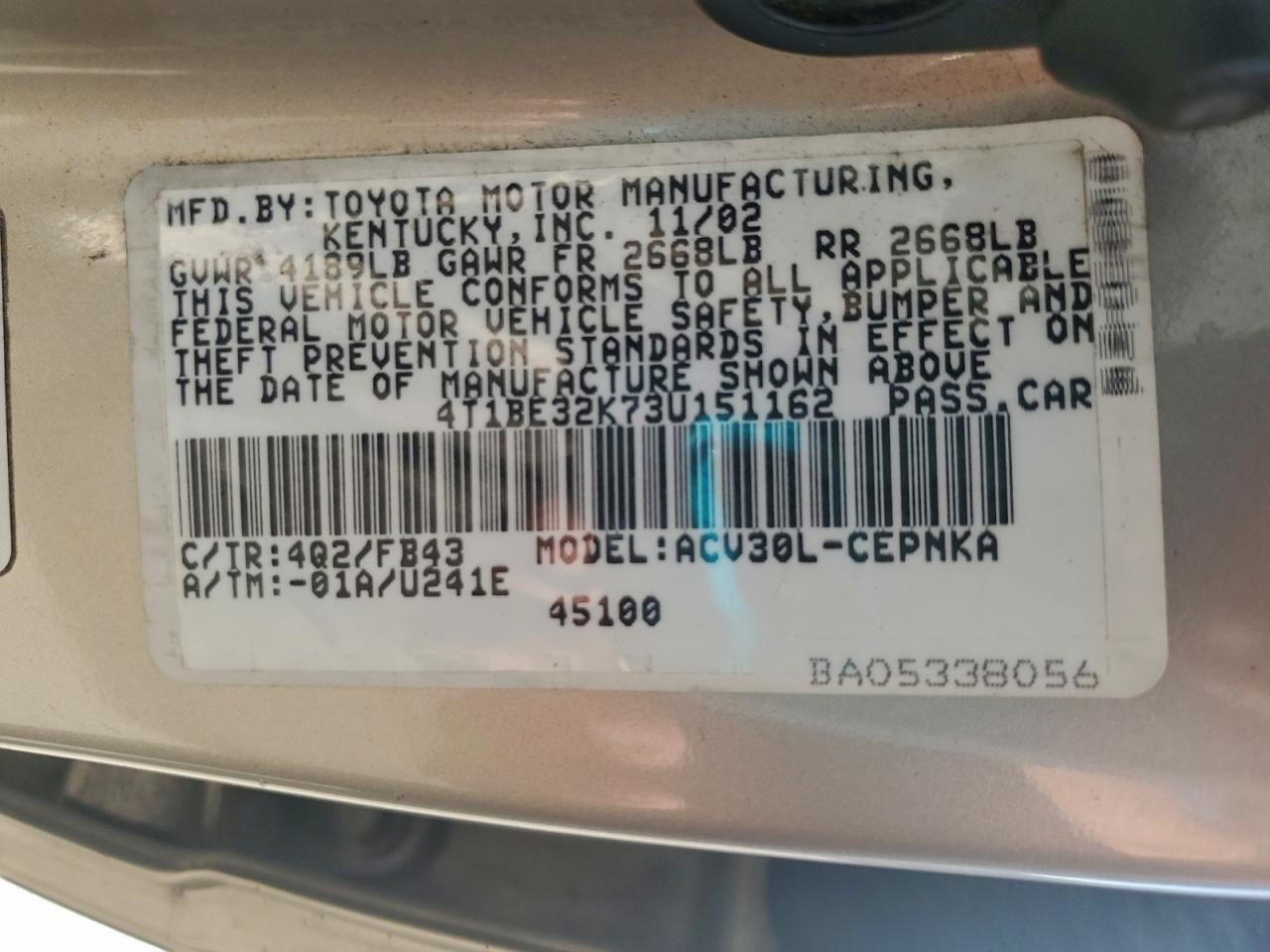 2003 TOYOTA CAMRY