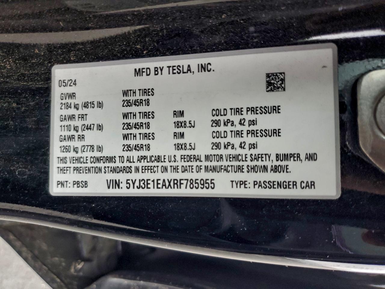 2024 TESLA MODEL 3