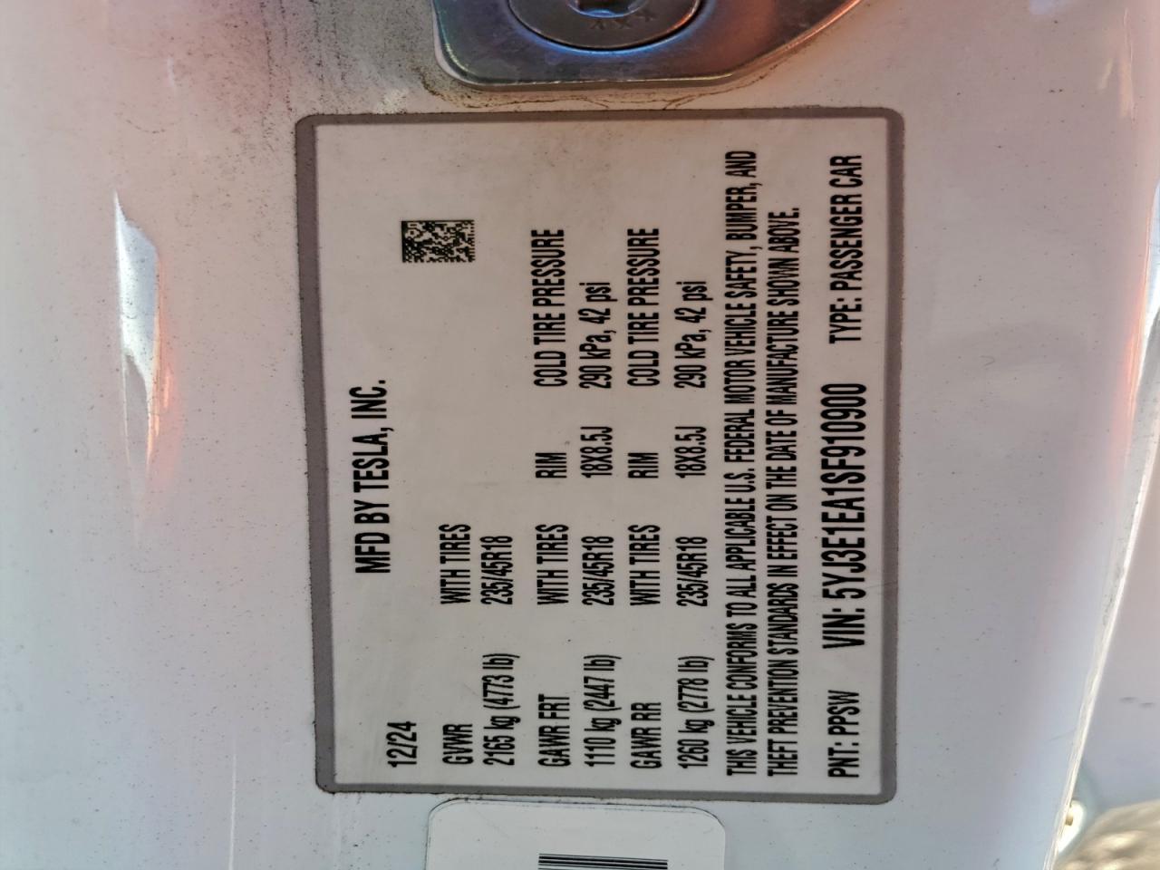 2025 TESLA MODEL 3