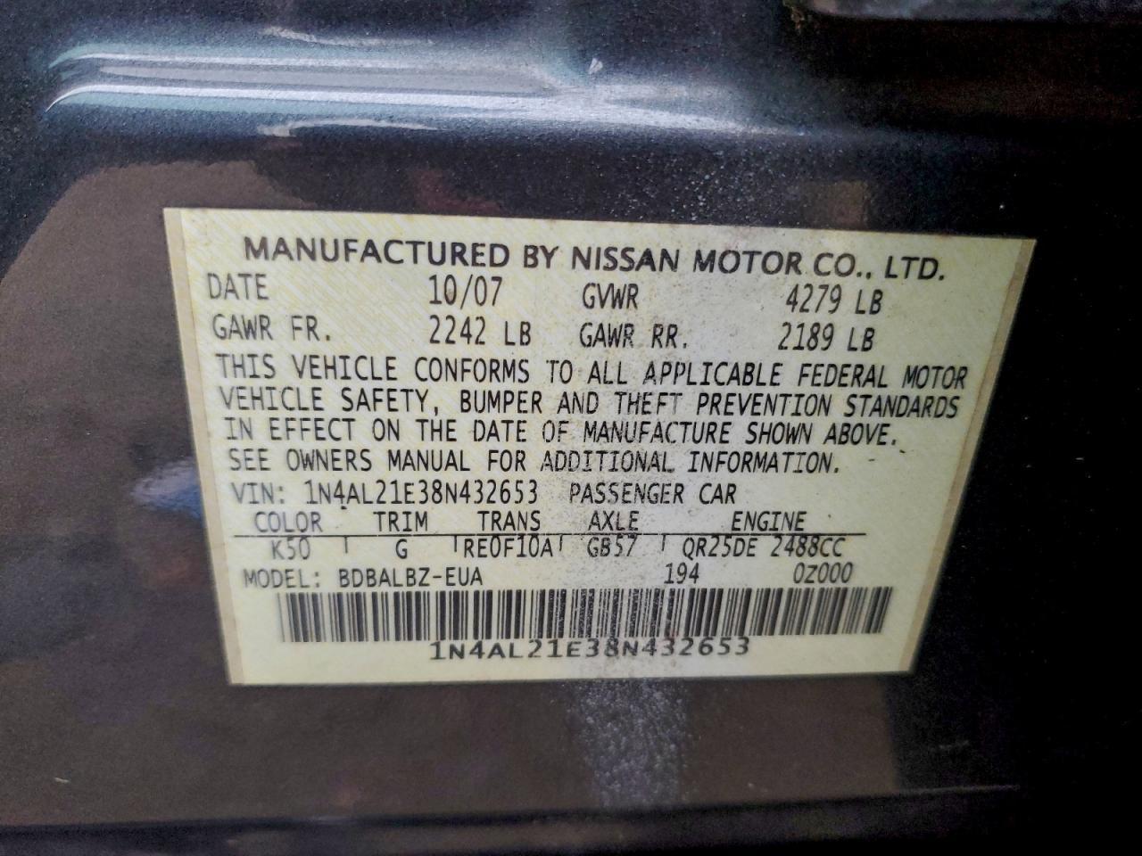 2008 NISSAN ALTIMA
