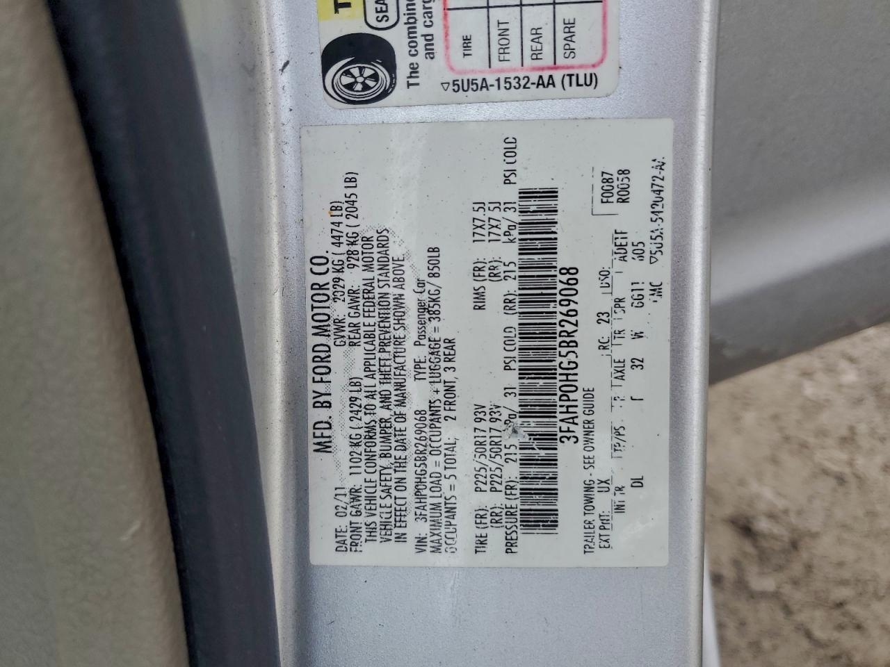 2011 FORD FUSION