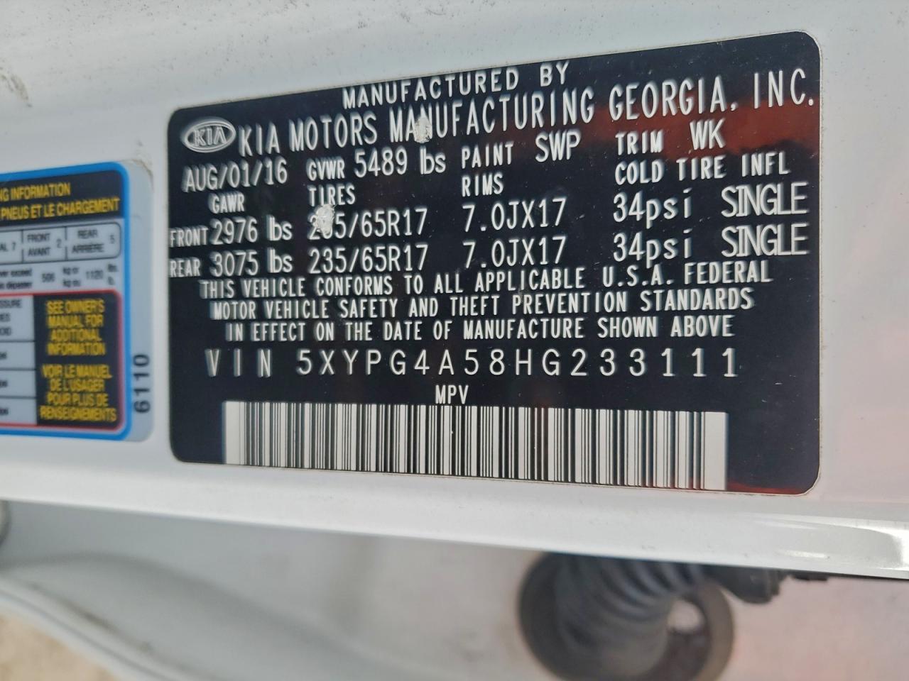 2017 KIA SORENTO