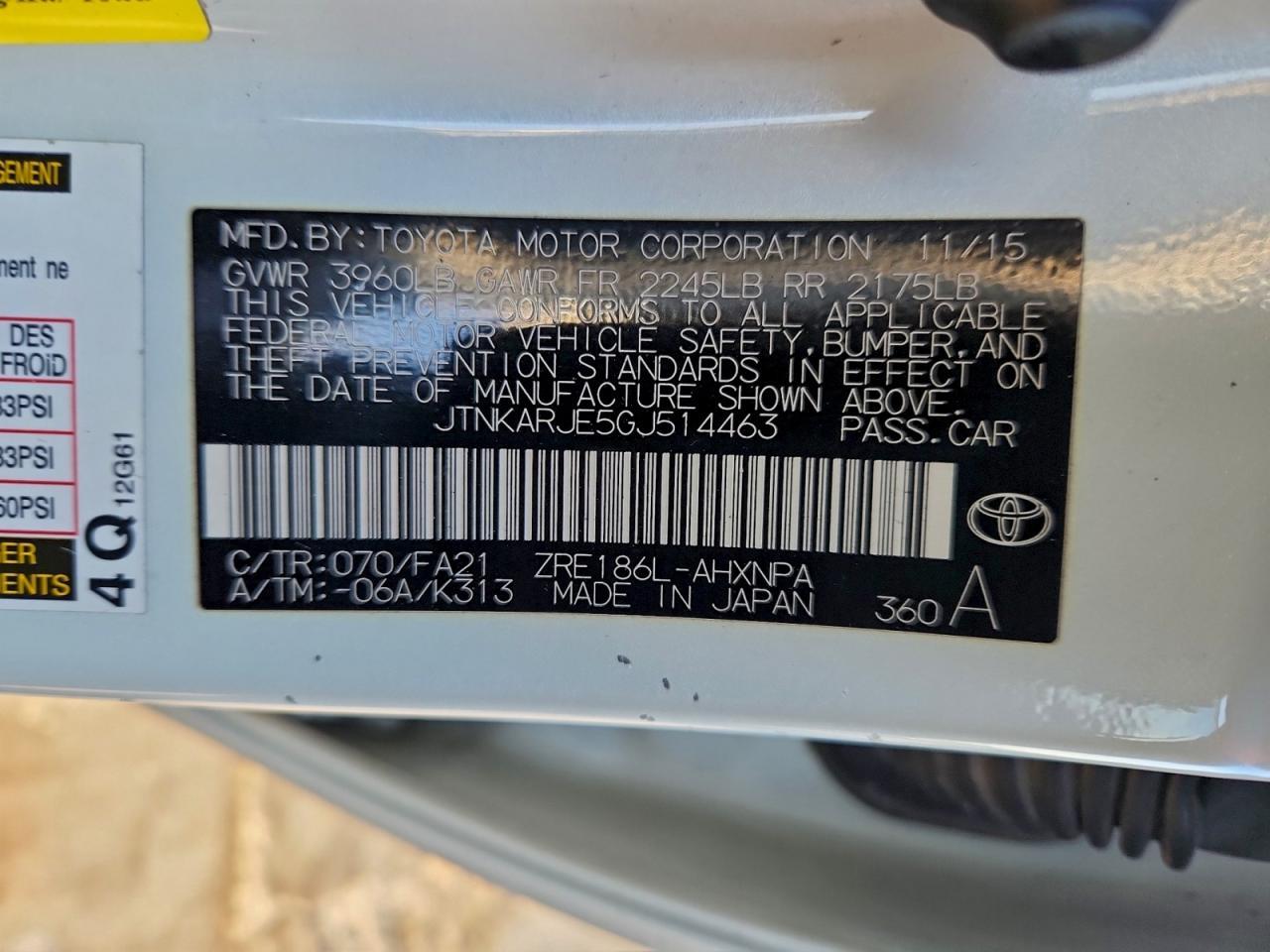 2016 TOYOTA SCION