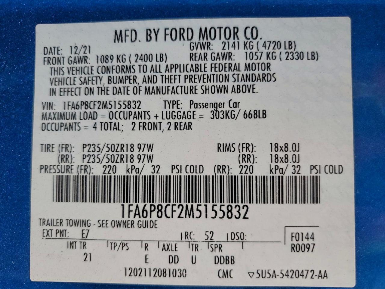 2021 FORD MUSTANG