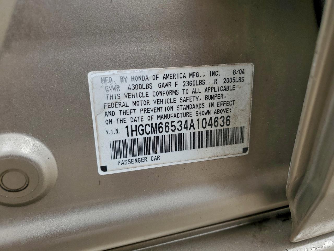 2004 HONDA ACCORD