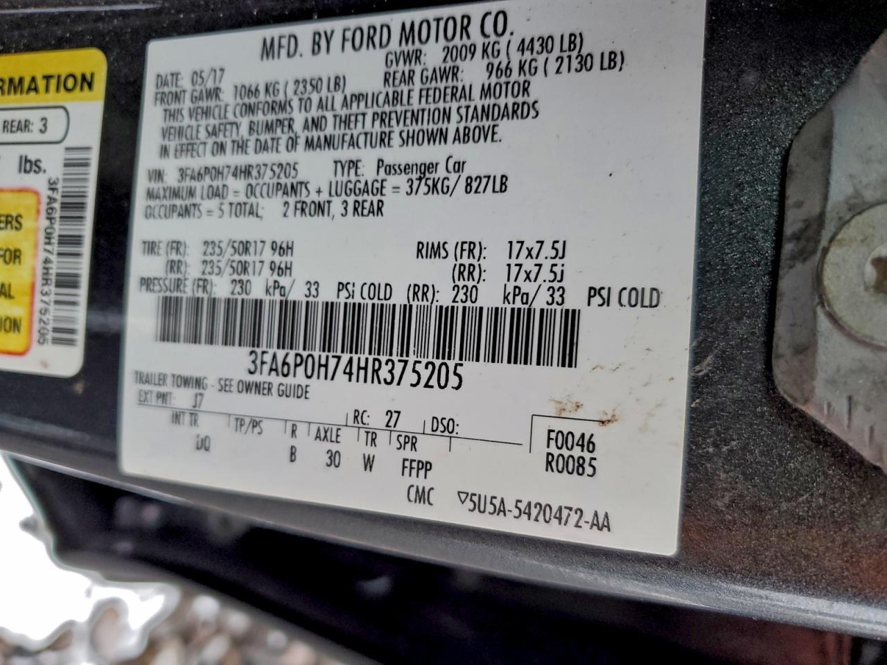 2017 FORD FUSION