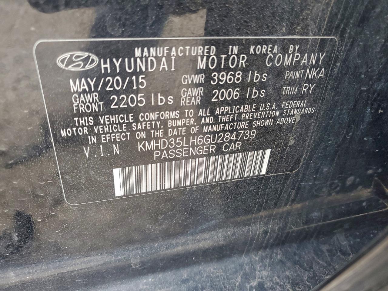 2016 HYUNDAI ELANTRA