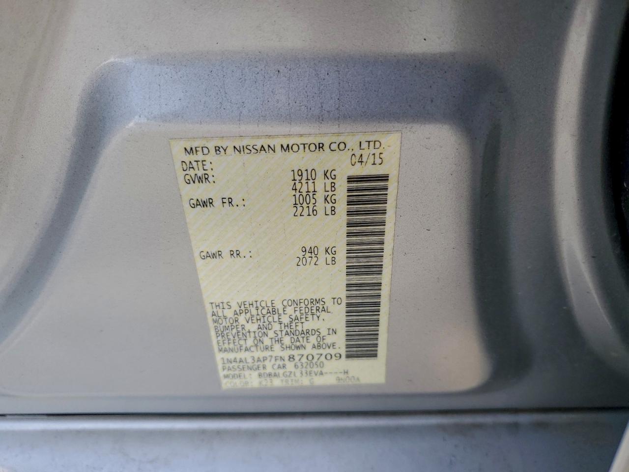 2015 NISSAN ALTIMA