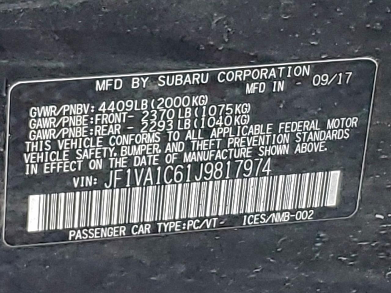 2018 SUBARU WRX