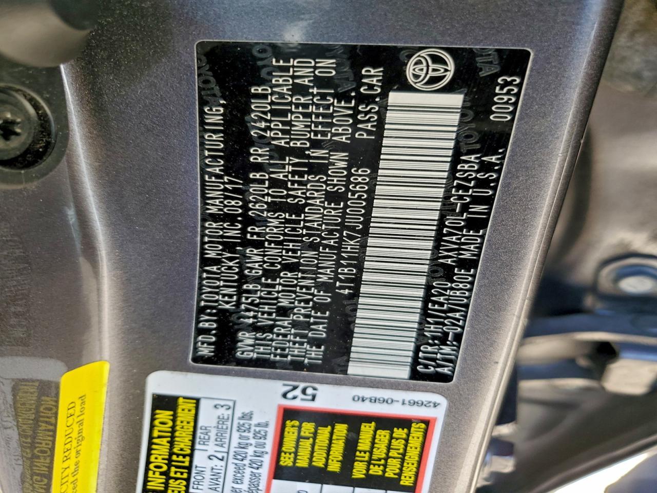 2018 TOYOTA CAMRY