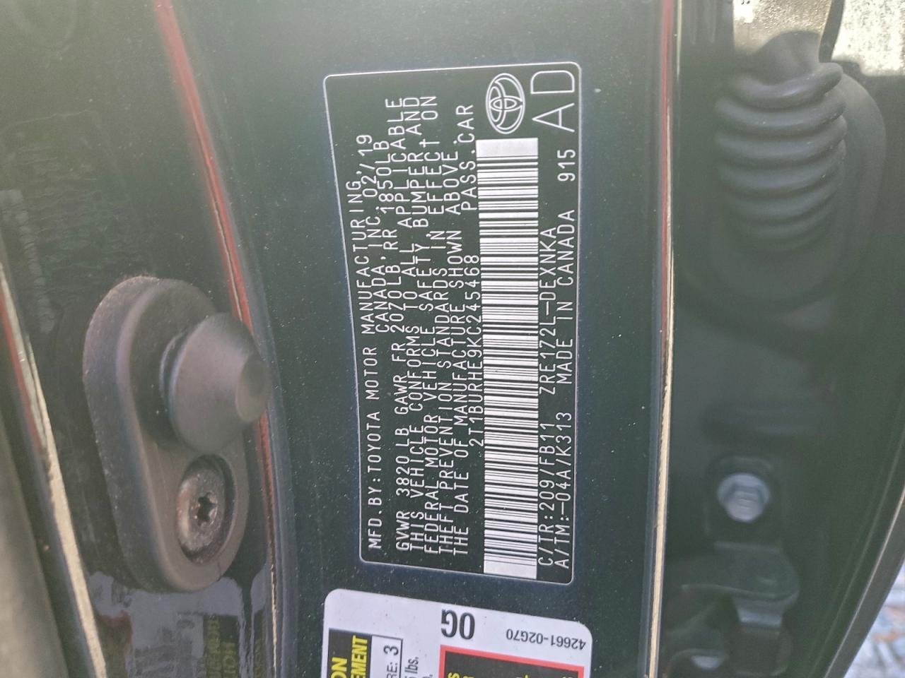 2019 TOYOTA COROLLA