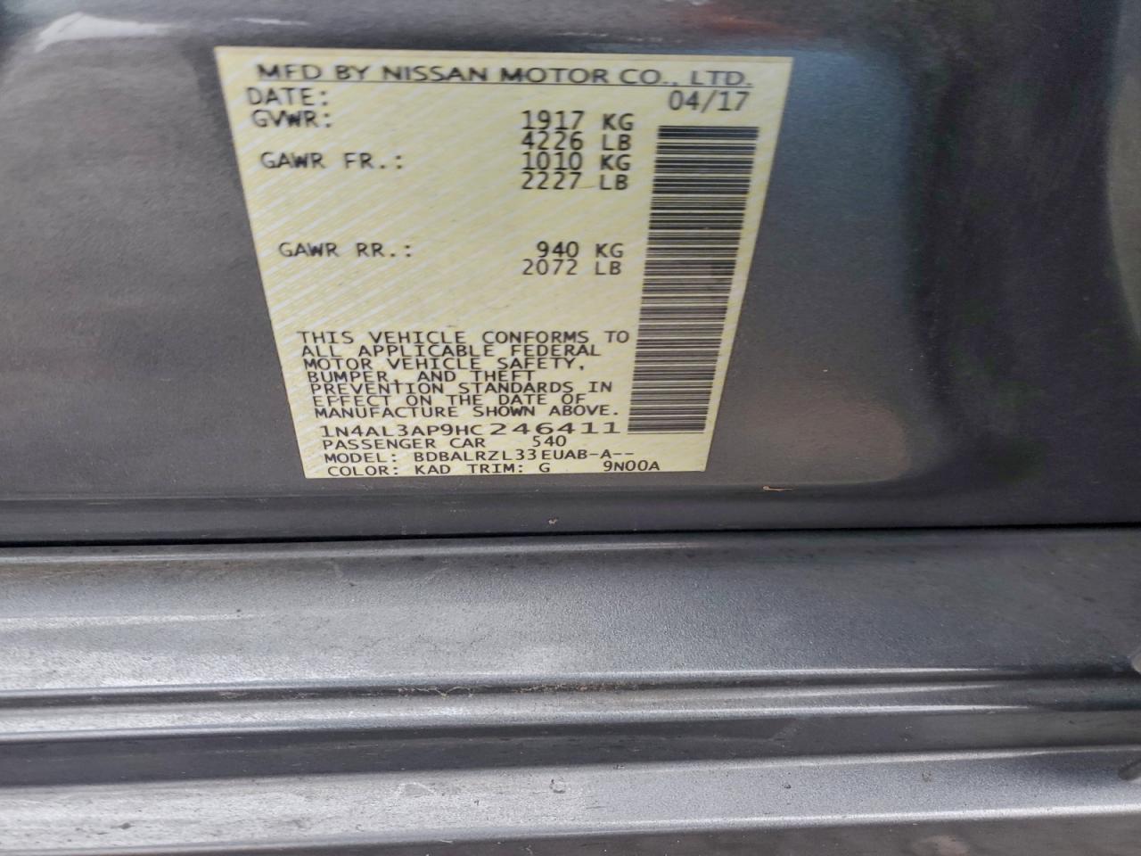2017 NISSAN ALTIMA