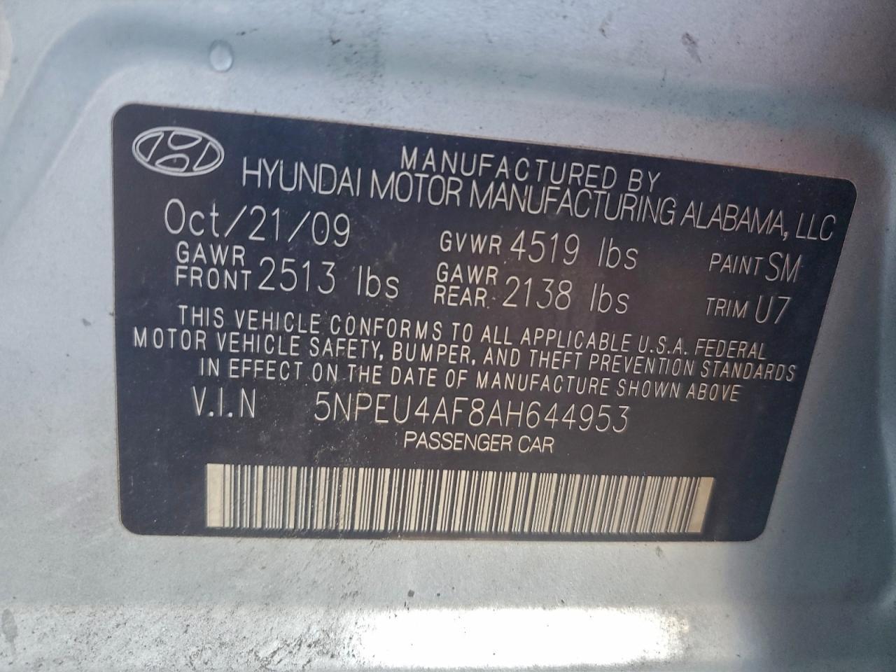 2010 HYUNDAI SONATA