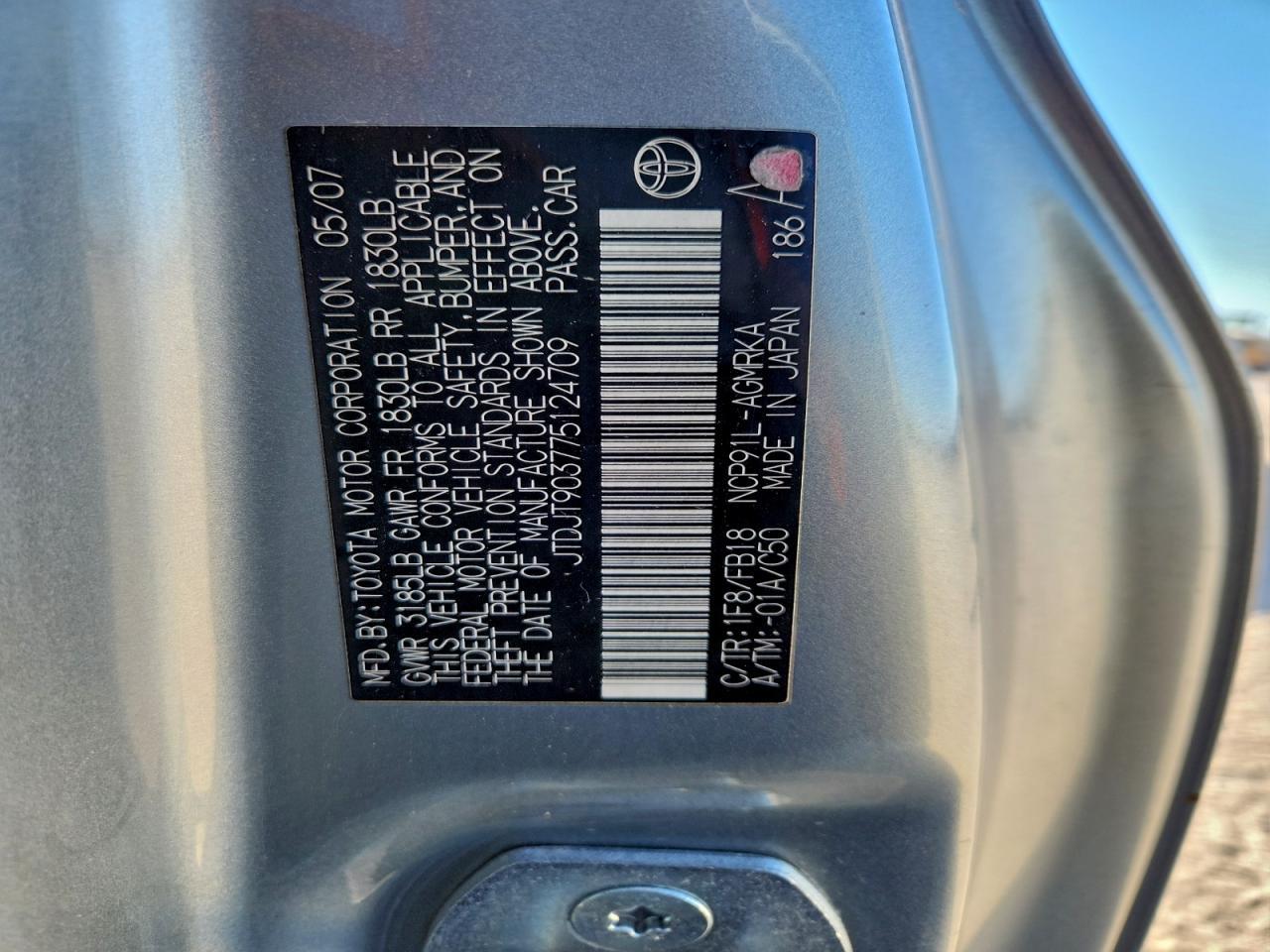 2007 TOYOTA YARIS