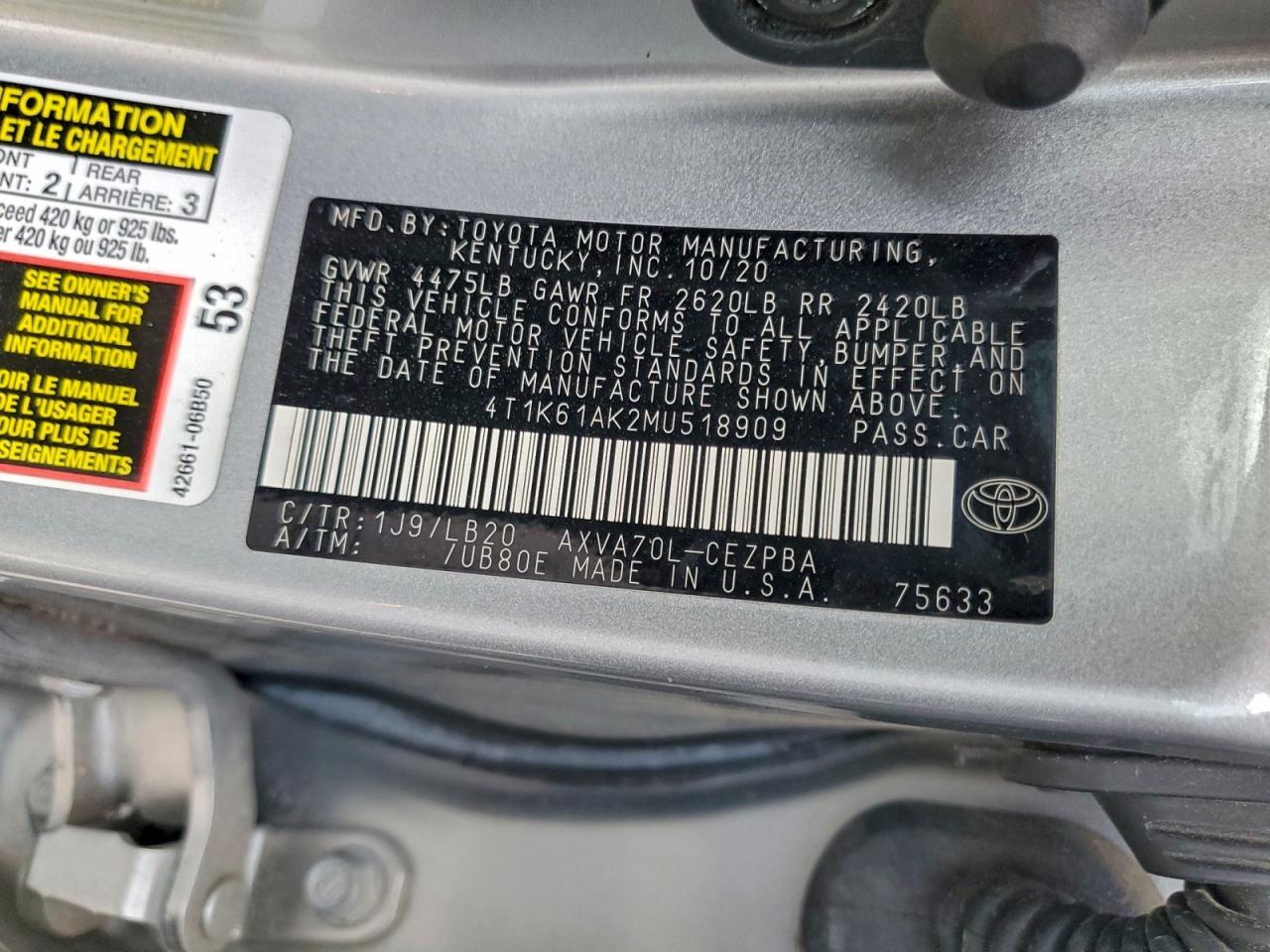 2021 TOYOTA CAMRY
