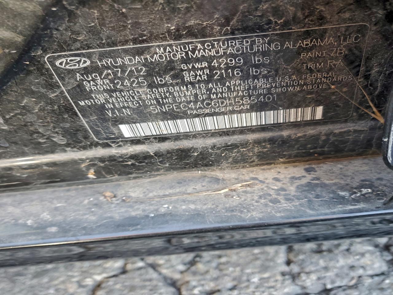 2013 HYUNDAI SONATA