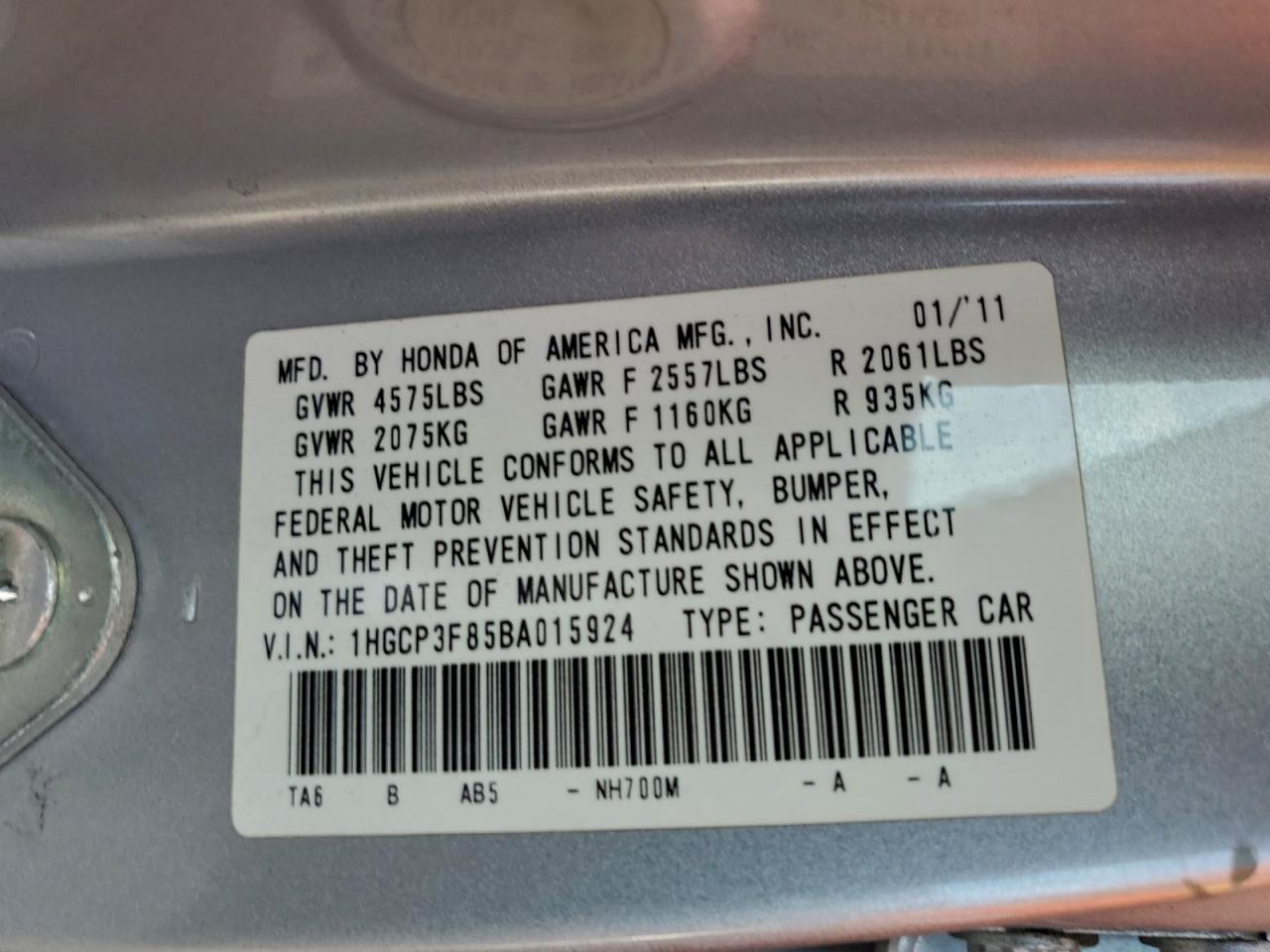 2011 HONDA ACCORD