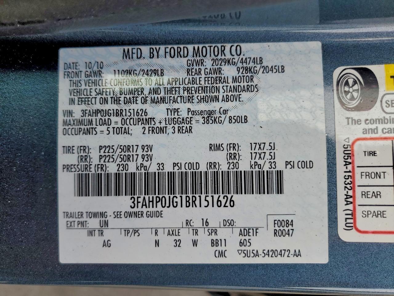 2011 FORD FUSION
