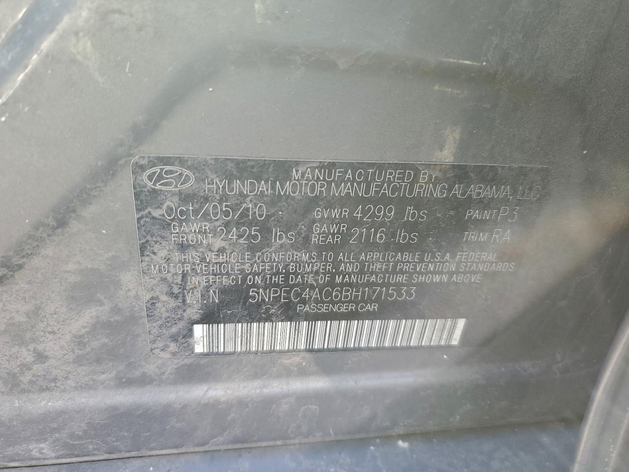 2011 HYUNDAI SONATA