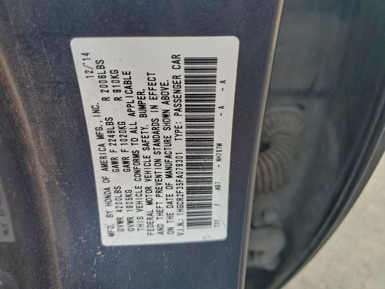 2015 HONDA ACCORD