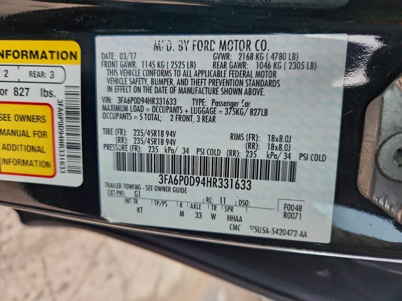 2017 FORD FUSION