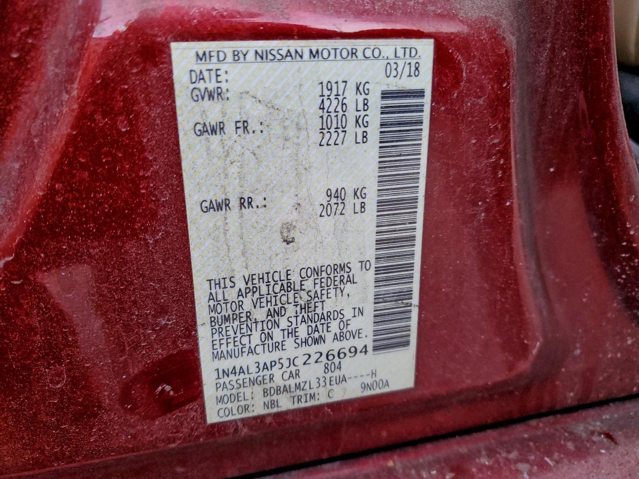 2018 NISSAN ALTIMA