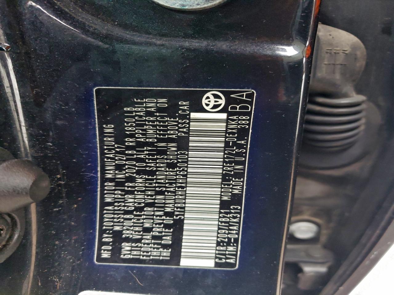 2017 TOYOTA COROLLA